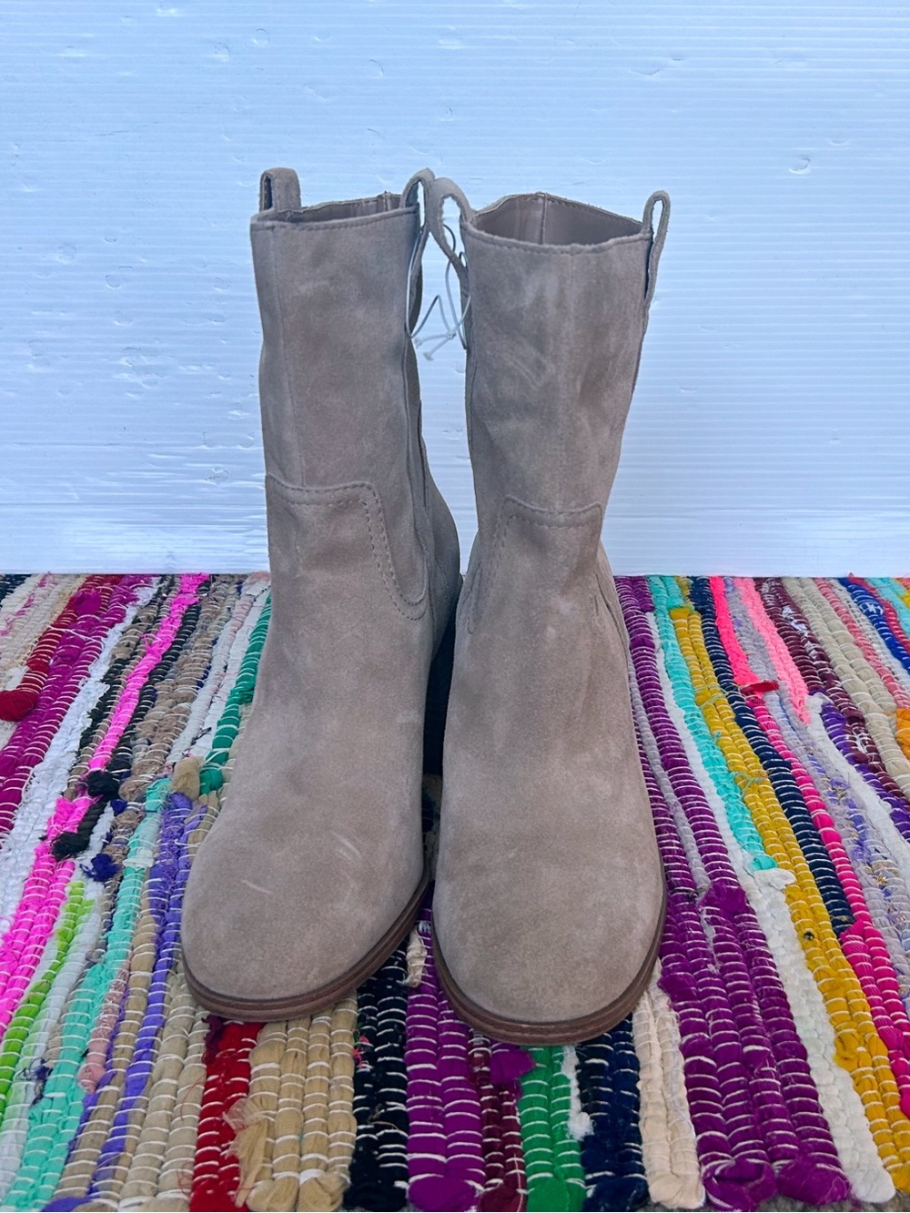 sz 10 SOLE SOCIETY Rachill Tawny Brown Oiled Suede Leather Ankle Boots tan nwot - Picture 5 of 11